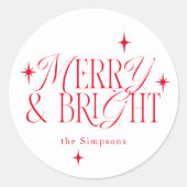 Merry and Bright Stars Eenvoudig Ronde Sticker (Voorkant)