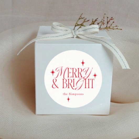 Merry and Bright Stars Eenvoudig Ronde Sticker