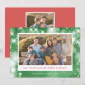 Merry and Bright Stars | Twee kerstfoto's Feestdagenkaart (Voorkant / Achterkant)