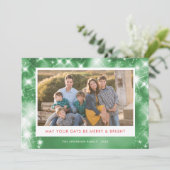 Merry and Bright Stars | Twee kerstfoto's Feestdagenkaart (Staand voorkant)