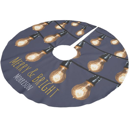 Merry and Bright String of Lights - Gepersonalisee Kerstboom Rok (Gekanteld)