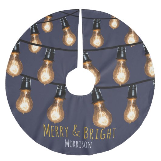Merry and Bright String of Lights - Gepersonalisee Kerstboom Rok (Voorkant)