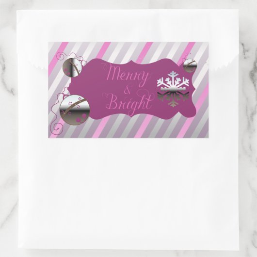 Merry and Bright Stripes Rectangle Sticker (Tas)