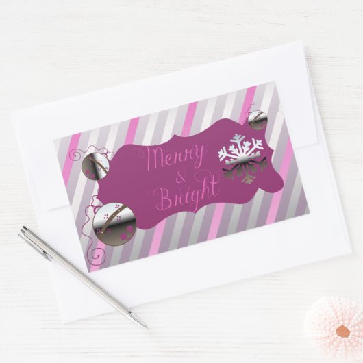 Merry and Bright Stripes Rectangle Sticker (Envelop)