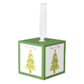 Merry and Bright Tissue Box Hoesje Kubus Ornament (Voorkant hoekig)