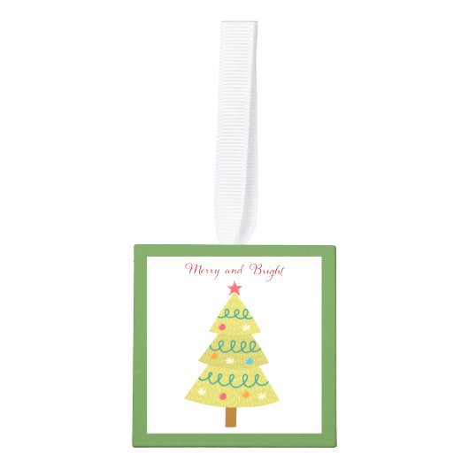 Merry and Bright Tissue Box Hoesje Kubus Ornament (Voorkant)