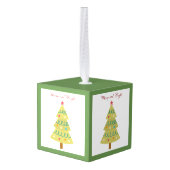 Merry and Bright Tissue Box Hoesje Kubus Ornament (Achter hoekig)