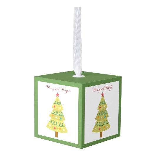 Merry and Bright Tissue Box Hoesje Kubus Ornament (Achter hoekig)