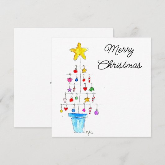 Merry and Bright Tree Feestdagenkaart (Voorkant / Achterkant)