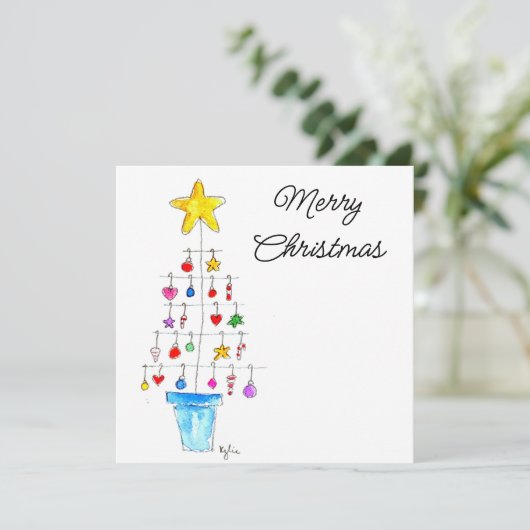 Merry and Bright Tree Feestdagenkaart (Staand voorkant)