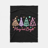 Merry And Bright Tree Neon Christmas  Fleece Deken (Voorkant)