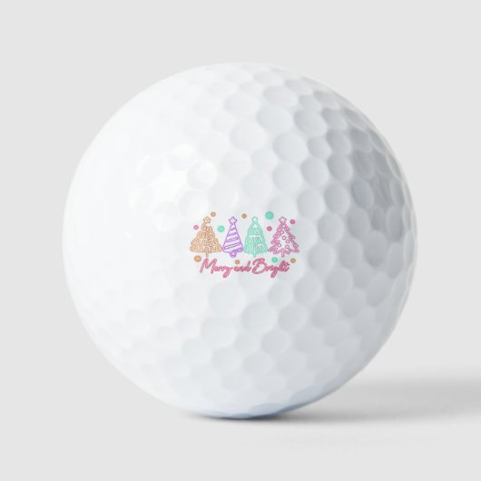 Merry and Bright Tree Neon Christmas Golfballen (Voorkant)