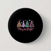 Merry And Bright Tree Neon Christmas Ronde Button 5,7 Cm (Voorkant)