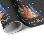 Merry and Bright Trees Christmas Holiday Gift Cute Cadeaupapier (Rol Hoek)