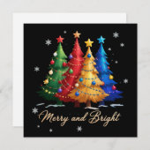 Merry and Bright Trees Christmas Holiday Gift Cute Feestdagenkaart (Voorkant / Achterkant)