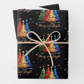 Merry and Bright Trees Christmas Holiday Gift Cute Inpakpapier Vel (In situ)