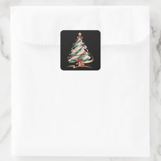 Merry and Bright Trees Christmas Holiday Winter  Vierkante Sticker (Tas)