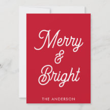 Merry and Bright Typografie Schrift Rode Kerstmis