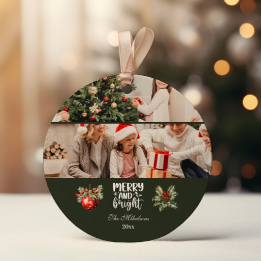 Merry and Bright Vintage Photo Keramisch Ornament