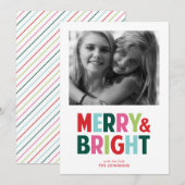 Merry and Bright Vrolijke Kerst Foto Kaart (Voorkant / Achterkant)