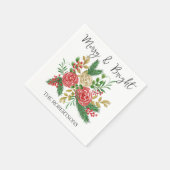 Merry and Bright Watercolor Roses Custom Holiday Servet (Hoek)