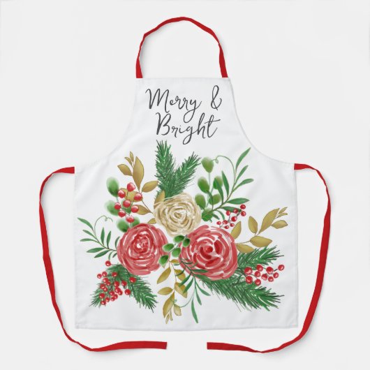 Merry and Bright Watercolor Roses Holiday Schort (Voorkant)