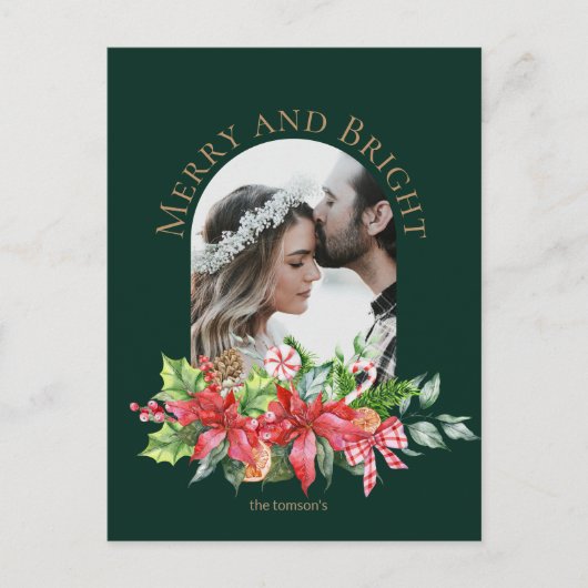 Merry and Bright watercolor tak postkaart (Voorkant)