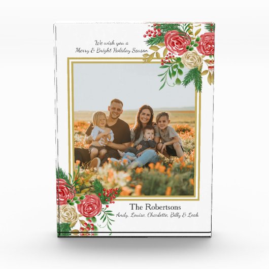 Merry and Bright Waterverf Floral Family Fotoblokken (Voorkant)