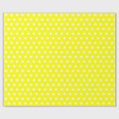 Merry and Bright White Stars on Yellow Holiday Cadeaupapier (Vlak)