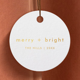 Merry and Bright | Wit en Goud Minimaal Eenvoudig Bedankjes Labels