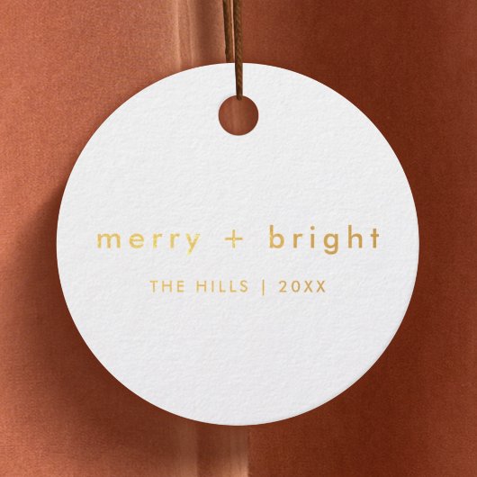 Merry and Bright | Wit en Goud Minimaal Eenvoudig Bedankjes Labels