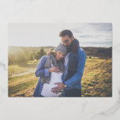 Merry and Bright Wit Goud 4 Persoonlijke Foto's Folie Feestdagenkaart (Achterkant)