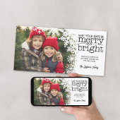 Merry and Bright - Witte Sneeuwvlokken met Foto Feestdagenkaart