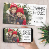 Merry and Bright - Witte Sneeuwvlokken met Foto Feestdagenkaart
