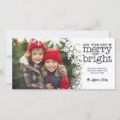 Merry and Bright - Witte Sneeuwvlokken met Foto Feestdagenkaart (Voorkant)