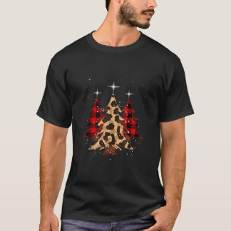 Merry And Bright Women Funny Leopard Plaid Christm T-shirt