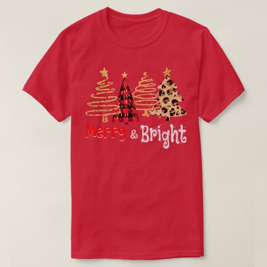 Merry and Bright Women Funny Leopard Pset Christm T-shirt (Design voorkant)
