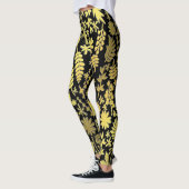 Merry and Bright Xmas happy new year black flower Leggings (Links)