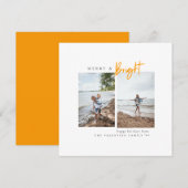 Merry and Bright Yellow Modern minimalistische fot Feestdagenkaart (Voorkant / Achterkant)