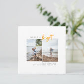 Merry and Bright Yellow Modern minimalistische fot Feestdagenkaart (Staand voorkant)