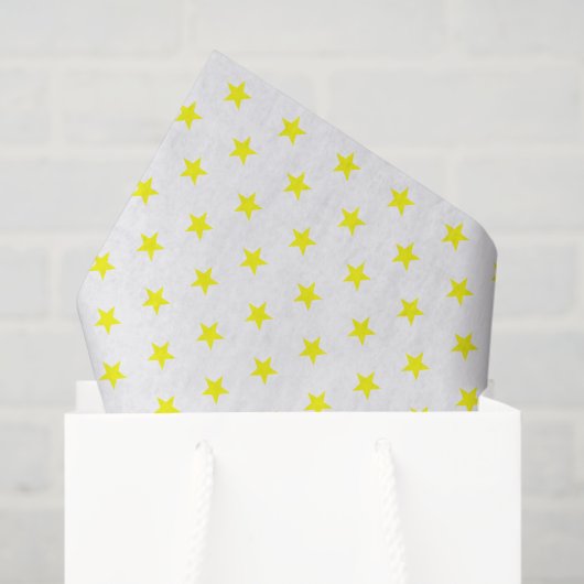 Merry and Bright Yellow Stars op White Holiday Tissuepapier (Cadeauzakje)