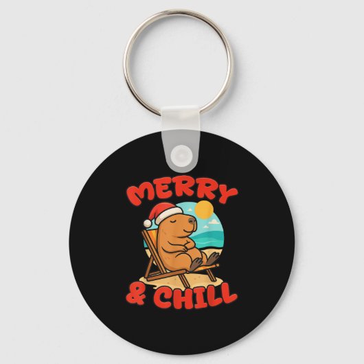 Merry And Chill Capybara _ Funny Cute Capybara San Sleutelhanger (Voorkant)
