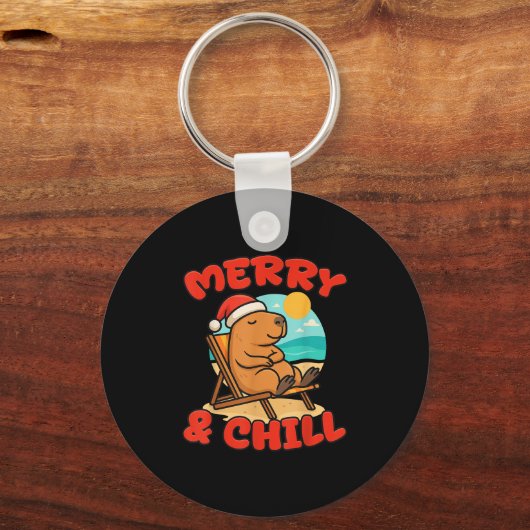 Merry And Chill Capybara _ Funny Cute Capybara San Sleutelhanger (Voorkant)