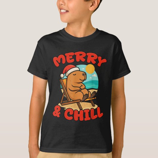 Merry And Chill Capybara _ Funny Cute Capybara San T-shirt (Voorkant)