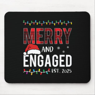 Merry and Engaged 2025 Red Plaid Matching Christma Muismat