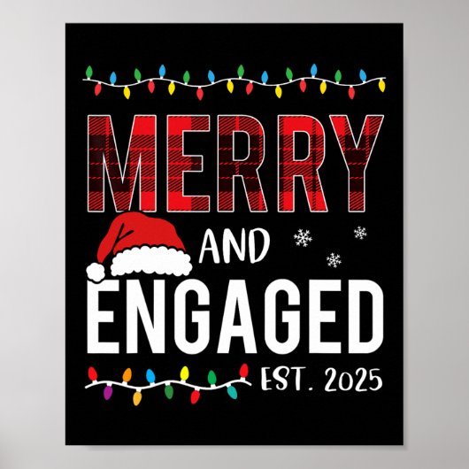 Merry and Engaged 2025 Red Plaid Matching Christma Poster (Voorkant)