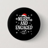 Merry And Engaged Couple Christmas Matching Pajama Ronde Button 5,7 Cm (Voorkant)