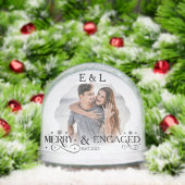 Merry and Engaged Couple Photo Holly Script Sneeuwbol (Kerstmis)