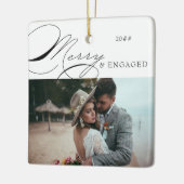 Merry and Engaged Photo and Elegant Calligraphy Keramisch Ornament (Links)