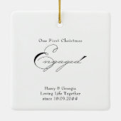 Merry and Engaged Photo and Elegant Calligraphy Keramisch Ornament (Achterkant)